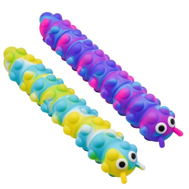 MEIEST 2PCS Pop Bubble Ball Sensory Fidget Toys, 3D Fidget Slug Toy with Light-Up, Silicone Stress Relief Sucker Hand Toys, Office Desk Anti-Anxiety Stretchy Toy for Adults &amp; Kids