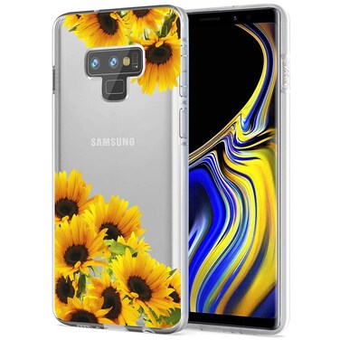Tothedu Phone Case for Galaxy Note 9, Samsung Note 9 Case for Girls Women, Clear Slim Shockproof Pattern Soft Flexible TPU Back Phone Protective Cover Cases for Samsung Galaxy Note 9 (Sunflower)