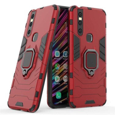 LuluMain Compatible with vivo V15 Case, Metal Ring Grip Kickstand Shockproof Hard Bumper (Works with Magnetic Car Mount) Dual Layer Rugged Cover for VIVO V15 (Red)