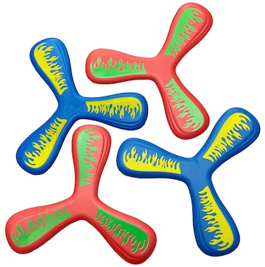 TriFlame Boomerang 4 Pack - Great Indoor Boomerangs for Kids or Adults. Soft and Safe.