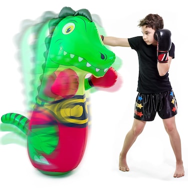 Super Pumped! Blow Up Punching Bag for Kids - 47-Inch Inflatable Punching Bag, T-Rex Dinosaur Inflatable Design, Indoor &amp; Outdoor Bop Bag, Kids Boxing Bag for Themed Birthday Party, Age 3+