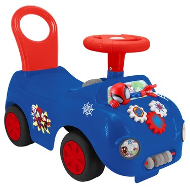 Kiddieland Disney Lights 'N' Sounds: Spidey and His Amazing Friends Web Racer Ride-On Kids Interactive Push Toy Car, Foot to Floor, Toddlers, Ages 12-36 Months