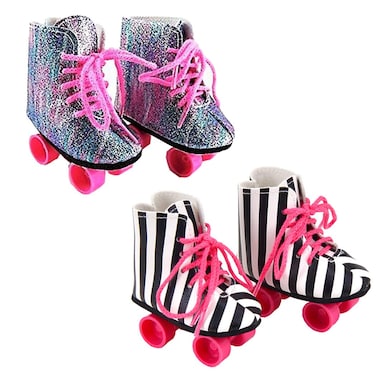 Ebuddy 18 inch Doll Shoes Doll Accessories 2 Pairs Rockin Roller Skates for 18 inch Dolls