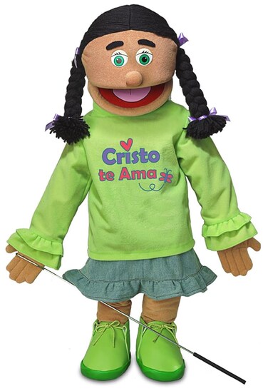 25" Cristo Te AMA, Hispanic Girl, Full Body, Christian Ministry Puppet