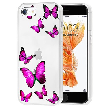 Tothedu Phone Case for iPhone 6S Plus Case, iPhone 6 Plus Case for Girls Women, Clear Slim Shockproof Pattern Soft TPU Back Phone Protective Cover Cases for iPhone 6 Plus/ 6S Plus (Rose Butterfly)