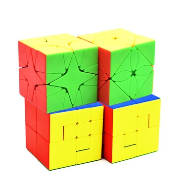 Tropibed Speed Cube Set, Stickerless Magic Cube Bundle of Polaris Cube Maple Leaf Cube, Puppet Cube I and II, Brain Teaser Puzzle Cube Collection for Kids 4 Pack