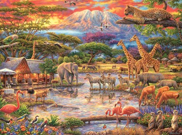 Buffalo Games - Chuck Pinson - Wild Africa - 1000 Piece Jigsaw Puzzle for Adults Challenging Puzzle Perfect for Game Nights - Finished Puzzle Size is 26.75 x 19.75