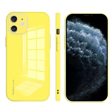 SmoBea Compatible for iPhone 11 Case, [Vibrant Yellow Upgrade Tempered Glass Back] Hybrid Crystal Proof Scratching with Soft Edge Bumper Shockproof Slim Glass Case for iPhone 11 6.1" (Vibrant Yellow)