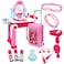 2 in 1 Pretend Play Kids Vanity Table and Chair Beauty Mirror and Accessories Play Set with Trolley Fashion &amp; Makeup Accessories for Girls Travel Suitcase Fashion Beauty Set for Children Little Girls
