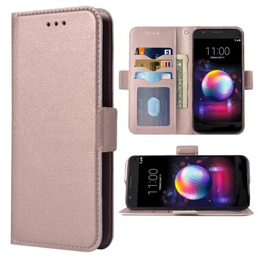 Phone Case for LG K30 2018 5.3 inch Folio Flip Wallet Case,PU Leather Credit Card Holder Slots Heavy Duty Full Body Protection Kickstand Protective Phone Cover for LLGK30 K 30 Cases Rose Gold