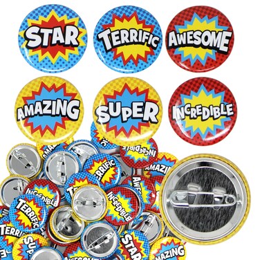 Recognition Pins Mini Reward Button Pins Bulk Kids Incentives Motivational Encouragement Pins 48 Awesome Buttons Kids Award Pin Badges Classroom Prize Box Student Superpower Superhero Mini Buttons
