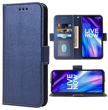 Phone Case for LG V40 ThinQ Folio Flip Wallet Case,PU Leather Credit Card Holder Slots Full Body Protection Kickstand Hard Hybrid Protective Phone Cover for LGV40 Storm V 40 Thin Q V40ThinQ Dark Blue