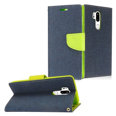 CELZEN - for LG G7 ThinQ LM-G710 - Denim Wallet Phone Case - CT5 Green/Dark Blue