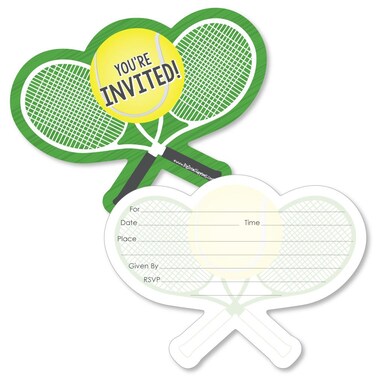 Big Dot of Happiness You Got Served - Tennis - Shaped Fill-In Invitations - Baby Shower or Tennis Ball Birthday Party Invitation Cards with Envelopes - Set of 12