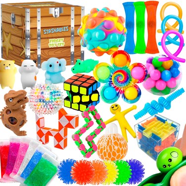 Sensory Fidget Toys Pack - 35pcs Stress Relief and Anti Anxiety Toys for Kids - Cool Fidget Packs with Stress Balls, Fidget Cube, &amp; More for Party Favors, Prizes, Travel, &amp; Pinata Stuffers