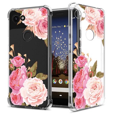 GREATRULY Floral Clear Pretty Phone Case for Google Pixel 3a (2019) for Women Girls,Flower Design Transparent Slim Soft Drop Proof TPU Bumper Cushion Silicone Cover Shell,FL-K