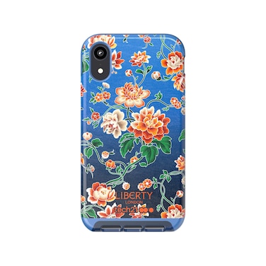 tech21 Evo Luxe for Apple iPhone XR Liberty London Faux Leather Phone Case with Non-Fade Print and 12 ft. Drop Protection, Grace Blue
