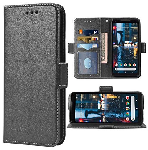 Phone Case for Google Pixel 2 XL Folio Flip Wallet Case,PU Leather Credit Card Holder Slots Full Body Protection Kickstand Protective Phone Cover for Pixle 2 XL Pixel2XL Pixel2 LX Cases Men Black
