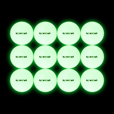 GLOWPONG Glowing Game Balls - 12-Pack - for Indoor Outdoor Nighttime Glow-in-The-Dark Beer Pong Drinking Game Fun and General Purpose Neon Glowing Ping Pong Competition