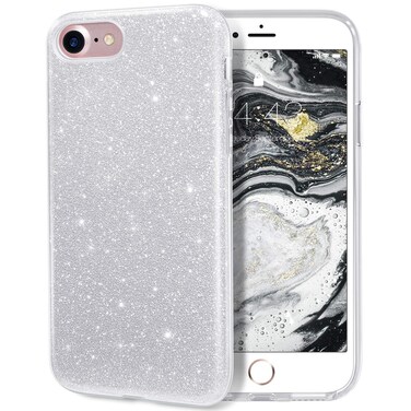 MILPROX Glitter case Compatible with iPhone SE 2022, iPhone 8 iPhone 7 4.7", Shiny Sparkle Bling, 3 Layer Hybrid Protective Soft Phone Case for iPhone SE 2022 3rd gen &amp; iPhone 7/8- Silver