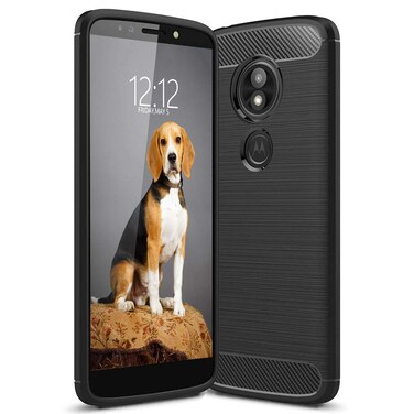 KEEPCA for Moto E5 Play Case,Slim Thin Soft Skin Silicone TPU Anti-Scratch Shockproof Carbon Fiber Protective Cases Cover for Moto E5 Cruise,Brushed Black