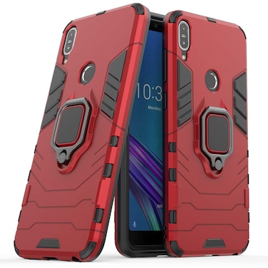 LuluMain Compatible with ASUS ZenFone Max Pro (ZB602KL) Case, Metal Ring Grip Kickstand Bumper (Works with Magnetic Car Mount) Dual Layer Rugged Cover for Asus ZenFone Max Pro (M1) ZB602KL (Red)