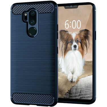 KEEPCA for LG G7 ThinQ Phone Case,Slim Thin Soft Flexible TPU Rubber Silicone Anti-Scratch Shockproof Carbon Fiber Protective Cover for LG G7,Brushed Blue