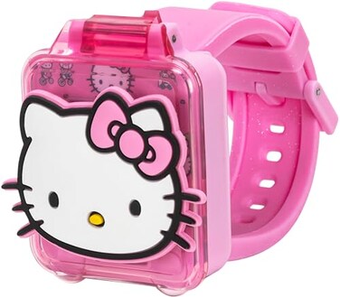 Accutime Hello Kitty Educational Learning Watch for Girls - Interactive Games, Multifunctional Digital Display, Pink Strap, Lights &amp; Sounds, Ages 4+