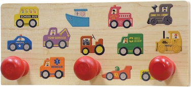 3-Knob Wall Rack - Trucks and Cars - Made in USA