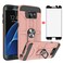 Phone Case for Samsung Galaxy S7 Edge 5.5 inch with Stand Tempered Glass Screen Protector Cover Credit Holder Wallet Slim Protective Cell Accessories Glaxay S7edge S 7 Plus GS7 7s 7edge Rose Gold