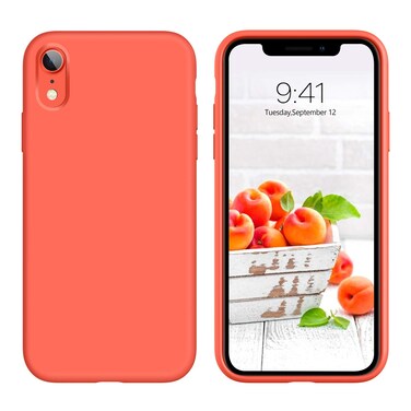 GUAGUA for iPhone XR Case Liquid Silicone, Soft Gel Rubber Lightweight Microfiber Lining Cushion Texture Cover Shockproof Protective Anti-Scratch Phone Cases for iPhone XR 6.1-inch, Nectarine