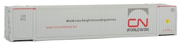 Walthers SceneMaster HO Scale Model of Canadian National (White, Gray, red; Worldwide Logo) 53' Singamas Corrugated Side Container,949-8518