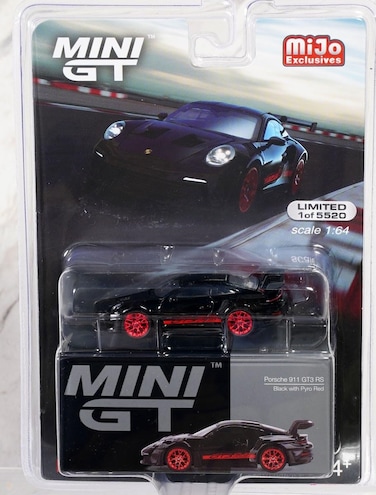 True Scale Miniatures Model Car Compatible with Porsche 911 (992) GT3 RS Black with Pyro Red 1/64 Diecast Model Car MGT00681