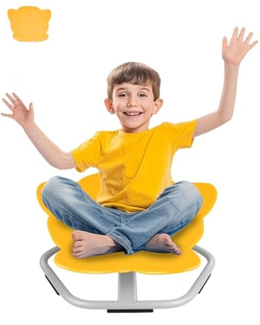 FAHKNS Autism Sensory Spinning Chair, Yellow Elephant Kids Swivel Chair, Sit and Spin Sensory Chair for Toddlers Overcoming Social Phobia Non-Slip Metal Base