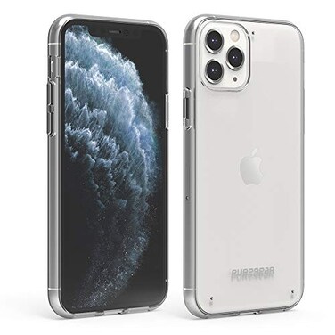 PureGear Slim Shell Case for Apple iPhone 11 Pro, Ultra-Thin and Sleek, Flexible and Durable, Protective Snap-On Case, Functional Metal Buttons (Clear)