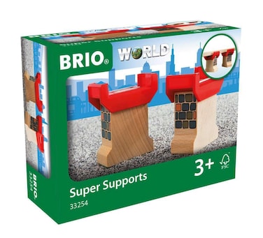 Brio World 33254 - Super Supports - 2 Piece Wooden Railway Set   Enhances Creativity   Compatible with All Brio Train Sets   Sustainability Certified   Perfect for Kids Ages 3 and Up