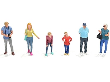 Family Day 6 Piece Diecast Figure Set Limited Edition for 1/64 Scale Models by American Diorama AD-2410MJ