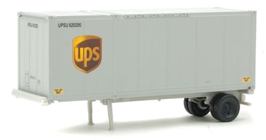 28' Container with Chassis 2-Pack - Assembled - United Parcel Service (Modern Shield Logo, Gray, Brown, Yellow)