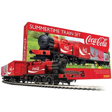 Hornby Hobbies The Coca-Cola Summertime OO Electric Model Train Set HO Track with Remote Controller &amp; US Power Supply R1276T, Red