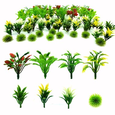 SaktopDeco 120 PCS Miniature Trees Diorama Trees Mini Tree Plant Tree Model Cake Topper Plastic Trees Fairy Garden Supplies Railroad Scenery