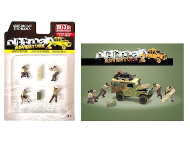 American Diorama Off-Road Adventure 2" 6 pc Diecast Set (4 Male Figures &amp; 2 Accessories) Ltd Ed to 4800 pcs Worldwide for 1/64 Scale Models 76496