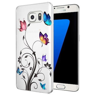 Bohefo Clear Case Compatible with Galaxy S7 Edge, Samsung S7 Edge Case for Girls Women, Cute Soft TPU Shockproof Protective Phone Case Cover for Samsung Galaxy S7 Edge (Butterfly)