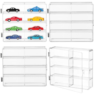 1/64 Scale Matchbox Car Display Case, 32 Toy Cars Storage Organizer, Clear Display Case for Toy Cars Matchbox Cars, 6.5 X 7.5 X 1.6 Inch, 4Pack