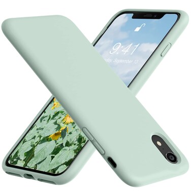 Vooii Compatible with iPhone XR Case, Soft Liquid Silicone Full Body Slim Cover with Microfiber Lining - Mint