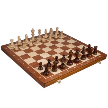 Wegiel Handmade European Professional Tournament Chess Set With Wood Case - Hand Carved Wood Chess Pieces &amp; Storage Box To Store All The Piece