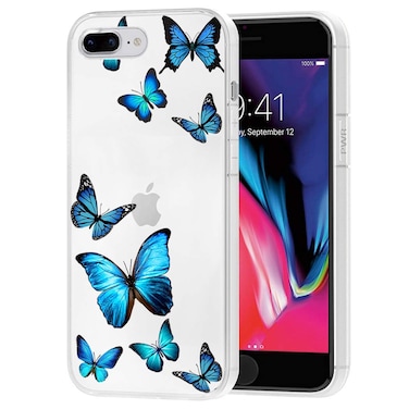 Tothedu Phone Case for iPhone 8 Plus Case, iPhone 7 Plus Case for Girls Women,Clear Slim Shockproof Pattern Soft TPU Back Phone Protective Cover Cases for iPhone 7 Plus/8 Plus 5.5 inch(Butterfly)