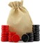 Attatoy Black &amp; Red Carved Stackable Wooden Checkers (24 Pieces); with Drawstring Cloth Storage Bag