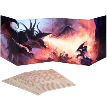 DND DM Screen 5e - D&amp;D Dungeon Master Screen Full Color Print with Customizable Inserts - Dungeons and Dragons GM / Game Master Accessories Gift for Man or Woman. Hide Your Dice Rolls, Maps &amp; Books.