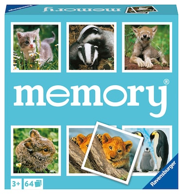 Ravensburger Animal Babies Memory Game - Engaging Picture Matching Game for Kids   Enhances Focus &amp; Memory Skills   Fun for Family Game Night   Ideal for Ages 3 and Up