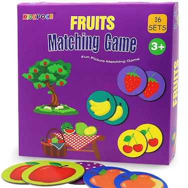 KiDEPOCH Memory Match Game &ndash; 16 Matching Pairs Preschool Memory Games Featuring Barnyard Element, Non Toxic Educational Memory Matching Game, Perfect for Kids, Toddlers, 3 Year Old or Up (Fruit)